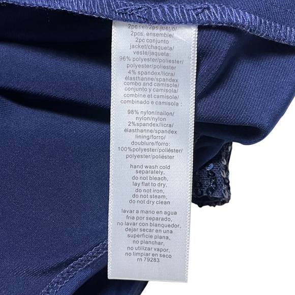 ALEX EVENINGS Size 1X Navy Blue Sequin Tank Top Cascade Jacket Dressy Twinset - Picture 9 of 11